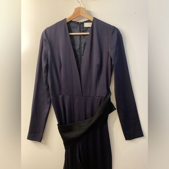 Galvan London Women’s Elegant Navy Blue Long Sleeve Jumpsuit Formal Outfit - Picture 3 of 15